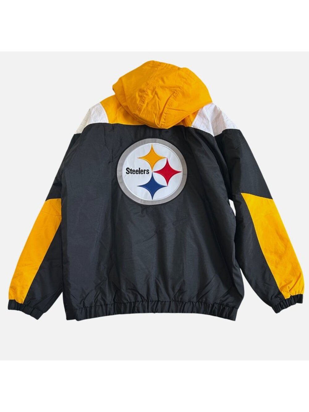 Pittsburgh Steelers Starter Men's Large Black Half-Zip Pullover Hooded Jacket